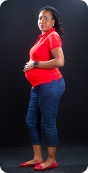 Funmi around 7 months pregnant. 10/30/15